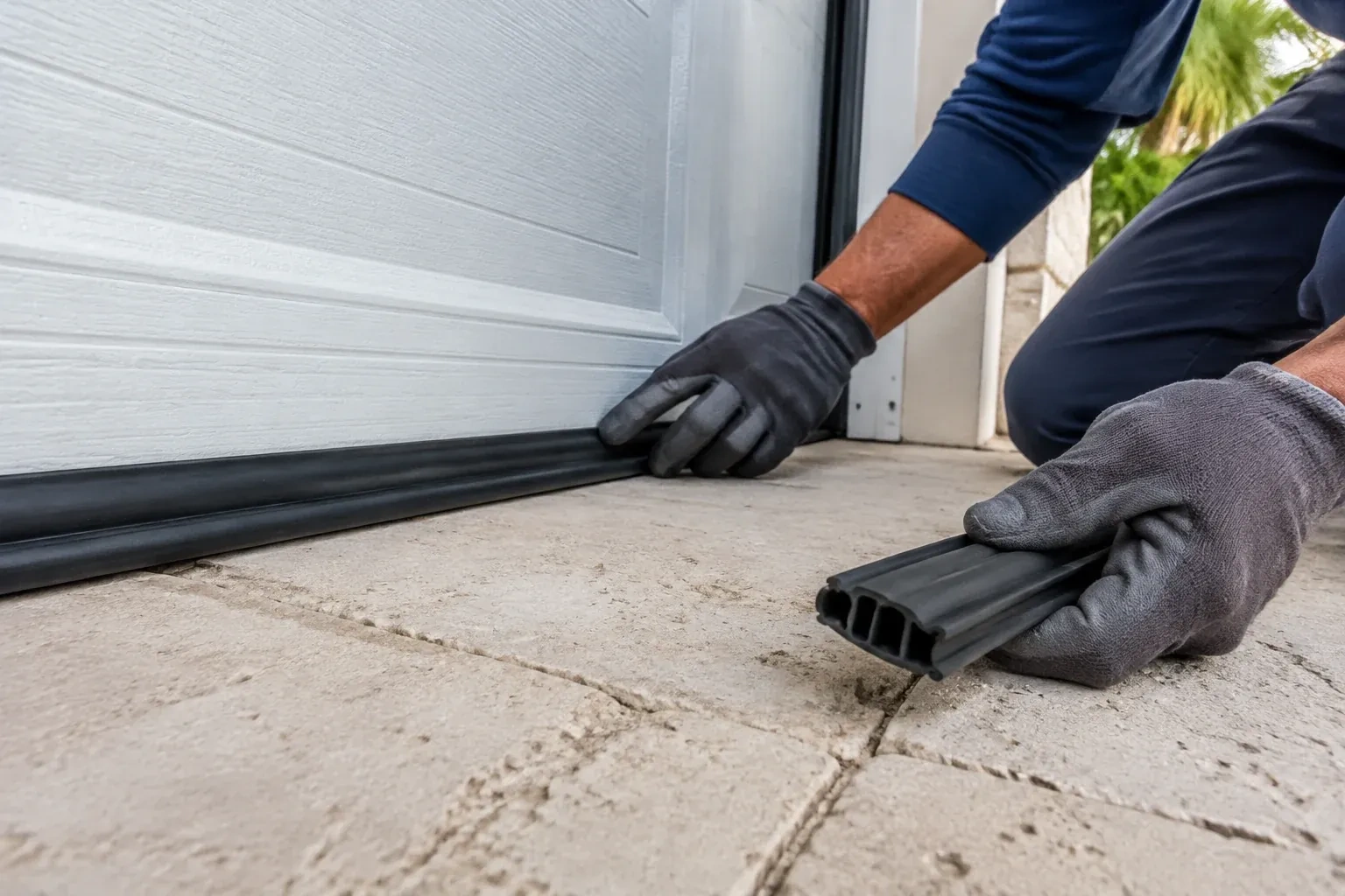 Illustrative garage doors scene; not an actual job — Garage Door Bottom Seal Replacement, Orillia