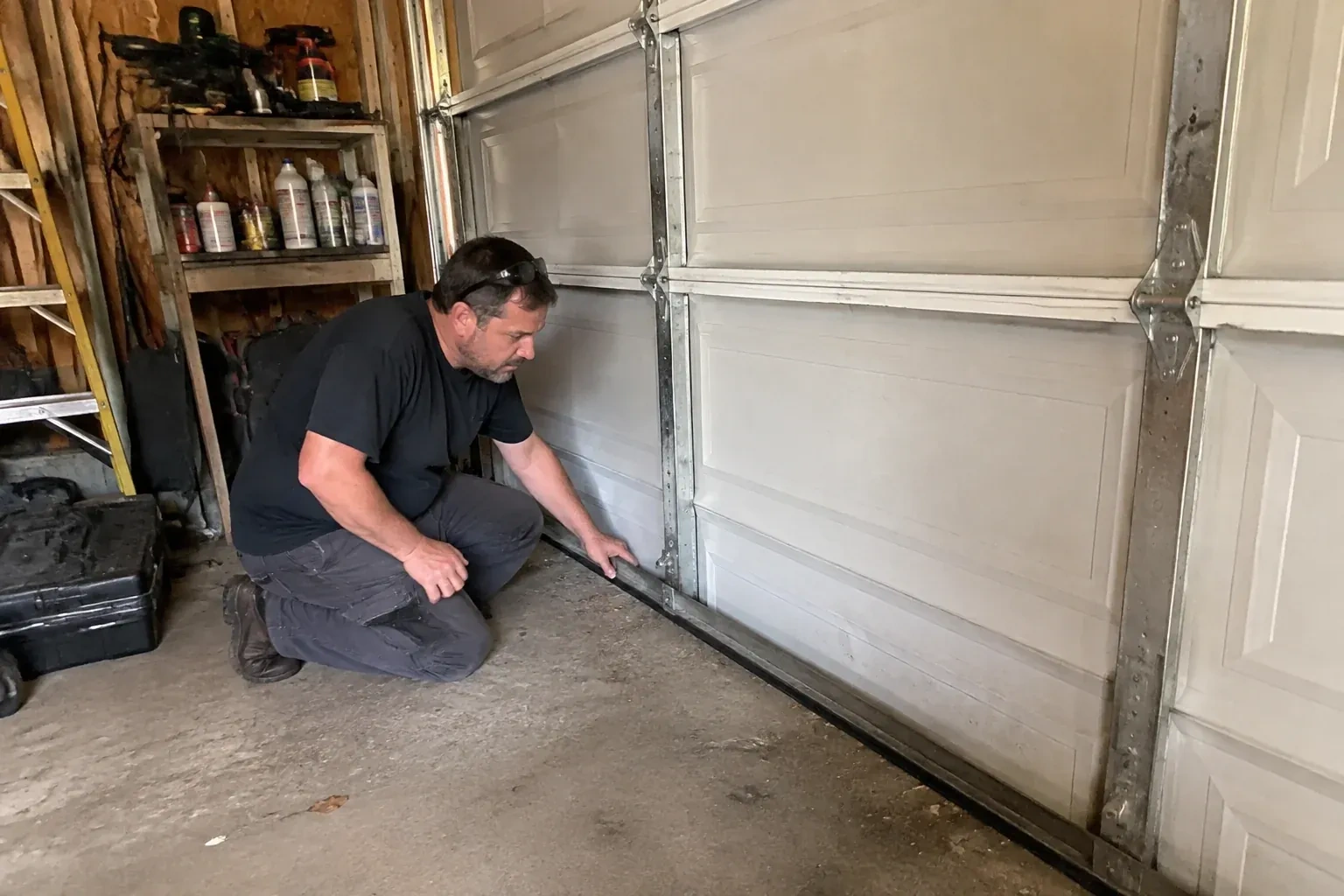 Illustrative garage doors scene; not an actual job — Garage Door Roller Replacement, Orillia
